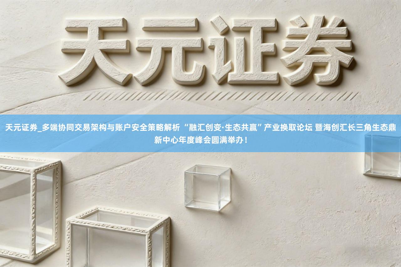 天元证券_多端协同交易架构与账户安全策略解析 “融汇创变·生态共赢”产业换取论坛 暨海创汇长三角生态鼎新中心年度峰会圆满举办!
