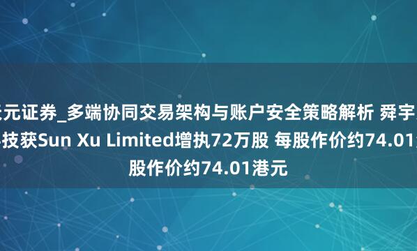 天元证券_多端协同交易架构与账户安全策略解析 舜宇光学科技获Sun Xu Limited增执72万股 每股作价约74.01港元