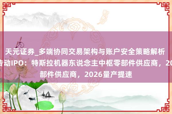 天元证券_多端协同交易架构与账户安全策略解析 科创丨新剑传动IPO：特斯拉机器东说念主中枢零部件供应商，2026量产提速